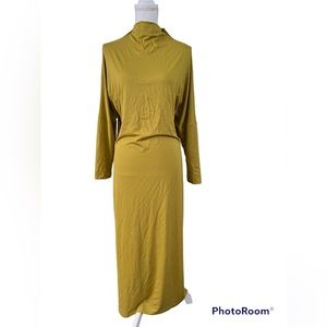 Two Days Off Women's  Stretchy Ecovero Green Maxi Dress Dolman Sleeve Size XS